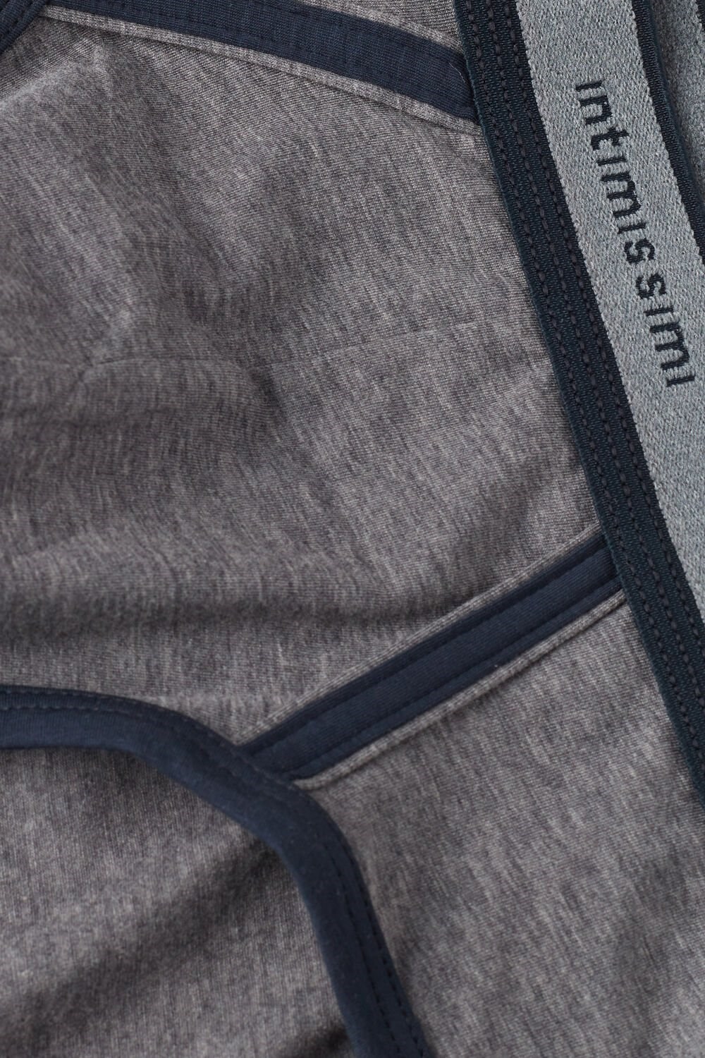 Dark Grey - 080i - Heathered Graphite Grey / Blue Intimissimi Natural Fresh Supima® Cotton Briefs with Logo | CURI-10678