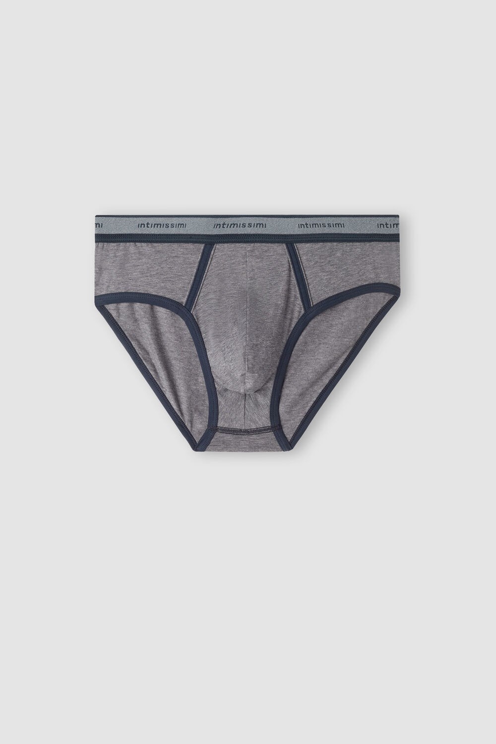 Dark Grey - 080i - Heathered Graphite Grey / Blue Intimissimi Natural Fresh Supima® Cotton Briefs with Logo | CURI-10678