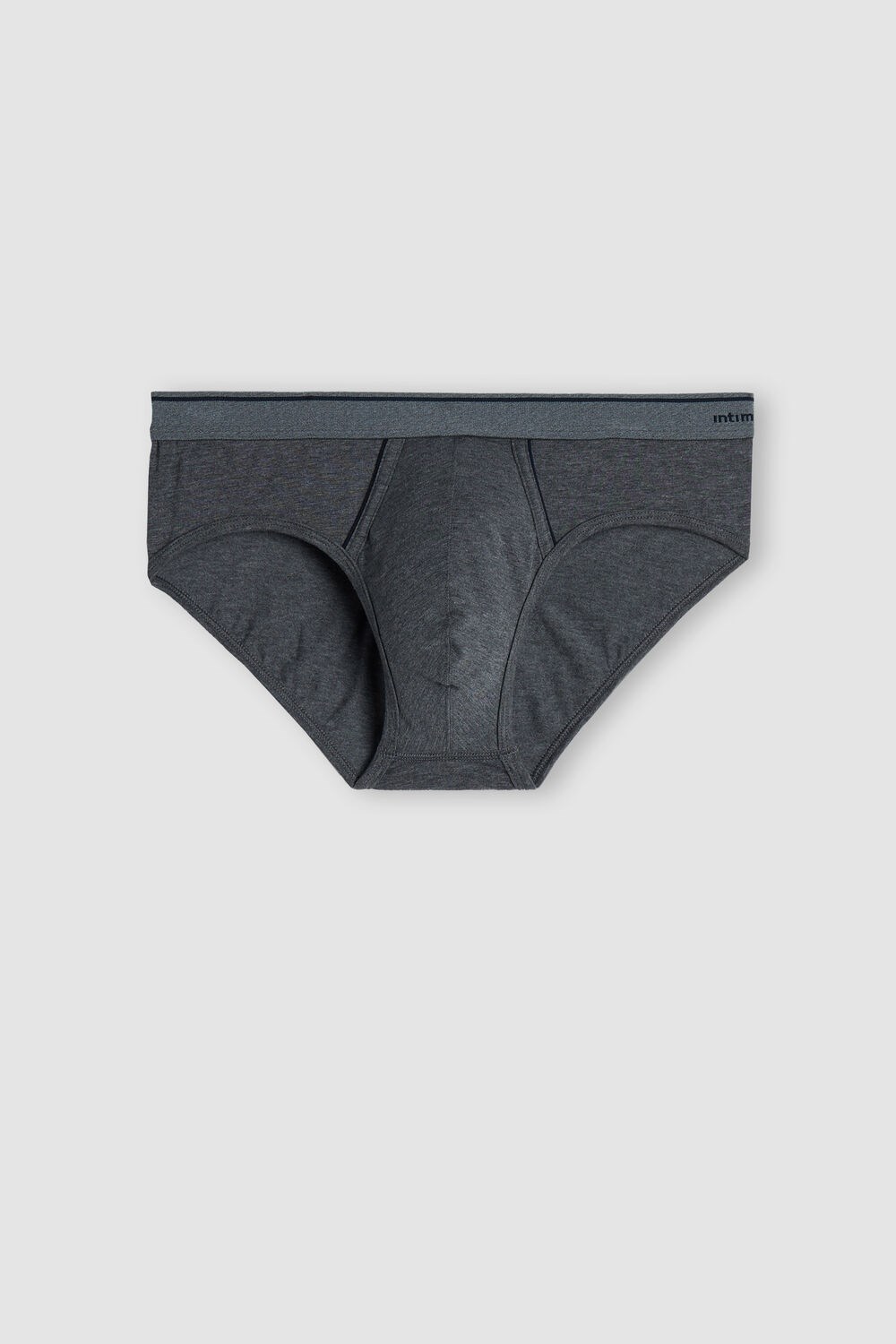 Dark Grey - 080i - Heathered Graphite Grey / Blue Intimissimi Supima Cotton Briefs with Visible Elastic | JUNK-32061