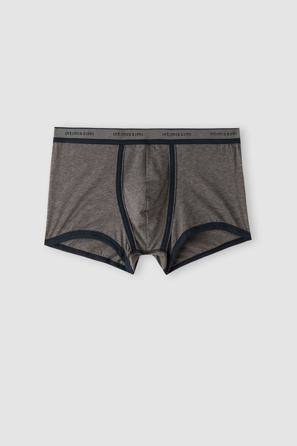 Dark Grey - 080i - Heathered Graphite Grey / Blue Intimissimi Natural Fresh Supima® Cotton Boxers with Logo | LDUA-60741