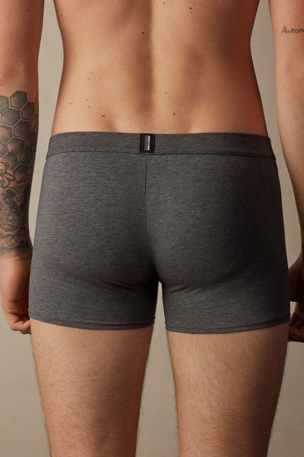 Dark Grey - 080i - Heathered Graphite Grey / Blue Intimissimi Natural Fresh Supima® Cotton Boxers | ZBPY-93021