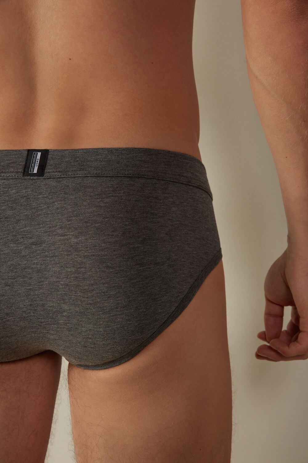 Dark Grey - 080i - Heathered Graphite Grey / Blue Intimissimi Natural Fresh Supima® Cotton Briefs | ZXEQ-26854