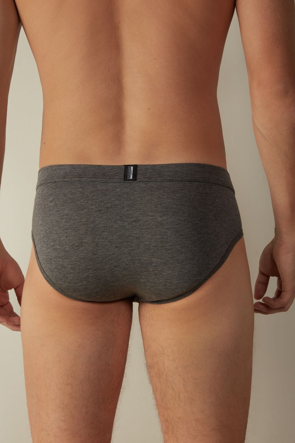 Dark Grey - 080i - Heathered Graphite Grey / Blue Intimissimi Natural Fresh Supima® Cotton Briefs | ZXEQ-26854