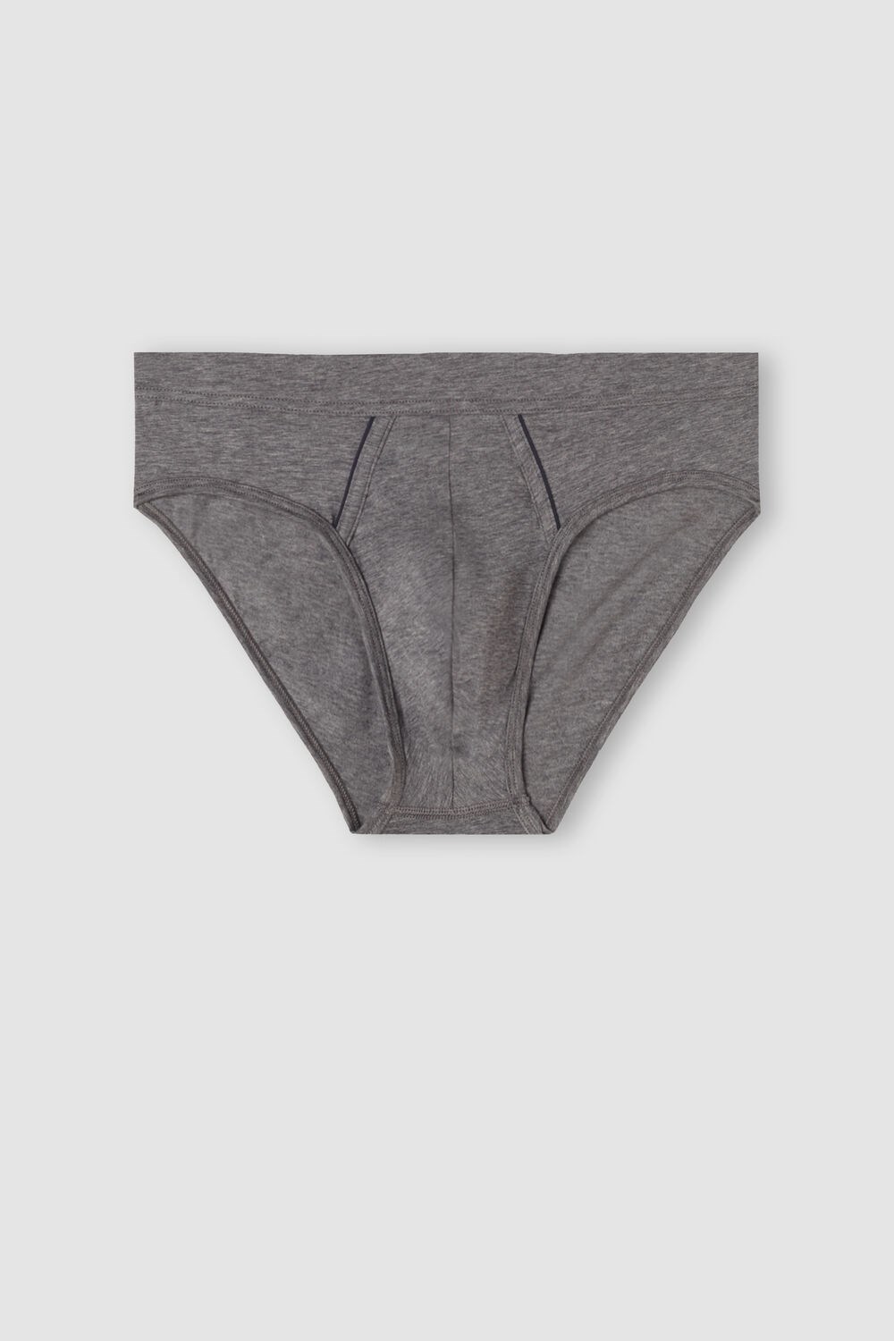 Dark Grey - 080i - Heathered Graphite Grey / Blue Intimissimi Natural Fresh Supima® Cotton Briefs | ZXEQ-26854