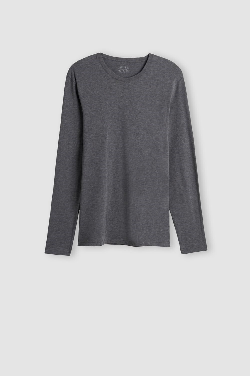 Dark Grey - 5227 - Heathered Graphite Grey Intimissimi Long-Sleeve Supima® Cotton Top | BUIK-29854