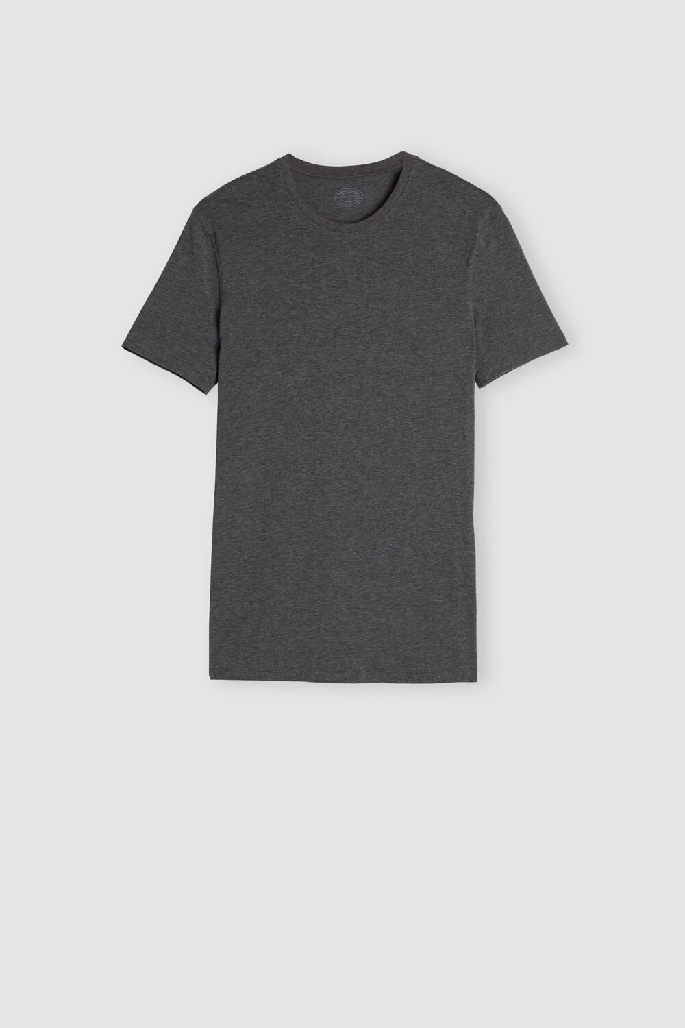 Dark Grey - 5227 - Heathered Graphite Grey Intimissimi T-shirt in Stretch Supima® Cotton | HTDL-70591