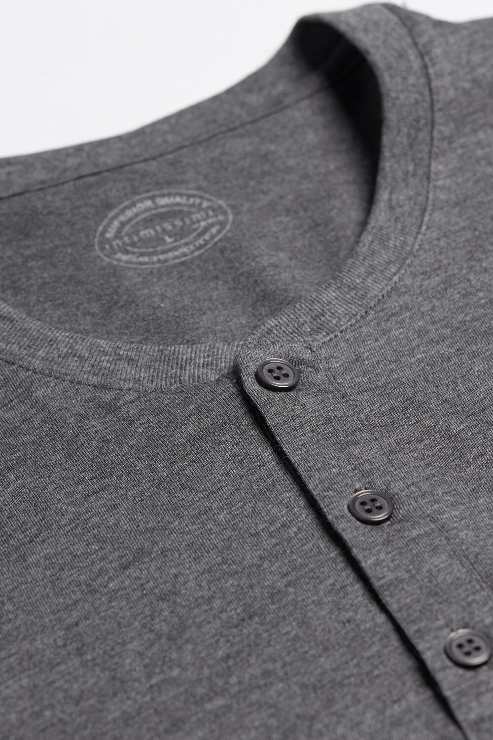 Dark Grey - 5227 - Heathered Graphite Grey Intimissimi Short-Sleeved Supima® Cotton Shirt | LFUY-05469