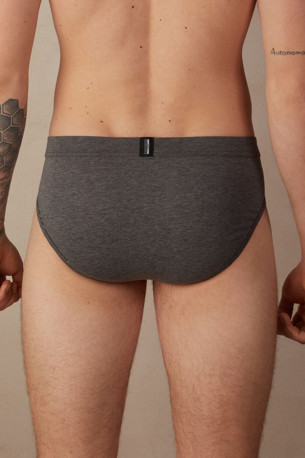 Dark Grey - 5227 - Heathered Graphite Grey Intimissimi Natural Fresh Supima® Cotton Briefs | NLED-32185