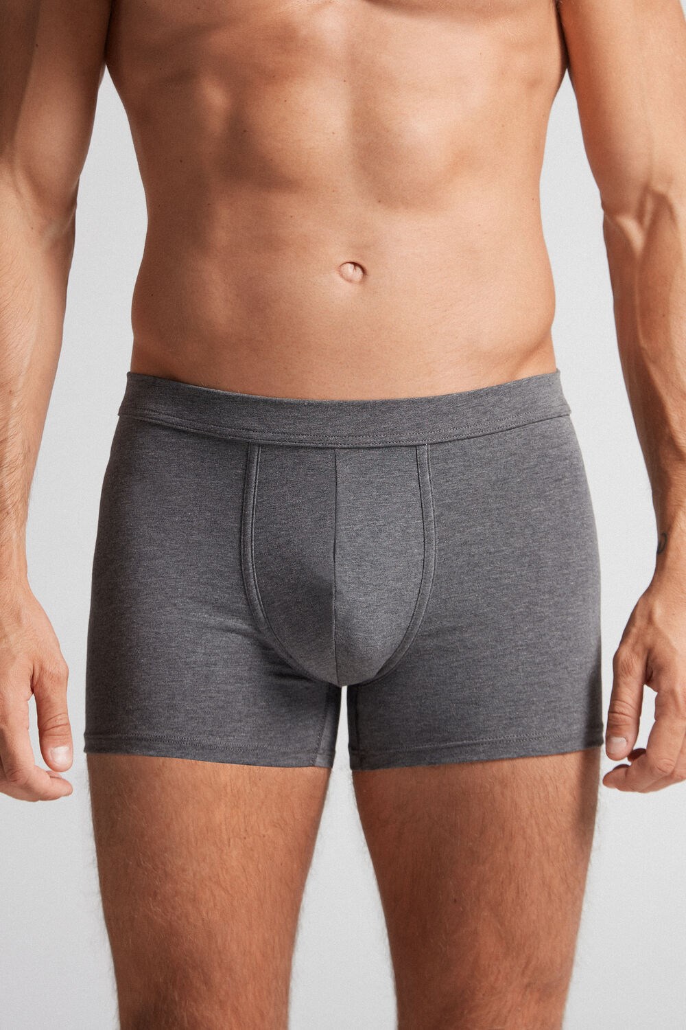 Dark Grey - 5227 - Heathered Graphite Grey Intimissimi Supima® Cotton Loose Fit Boxers | VHFJ-94150