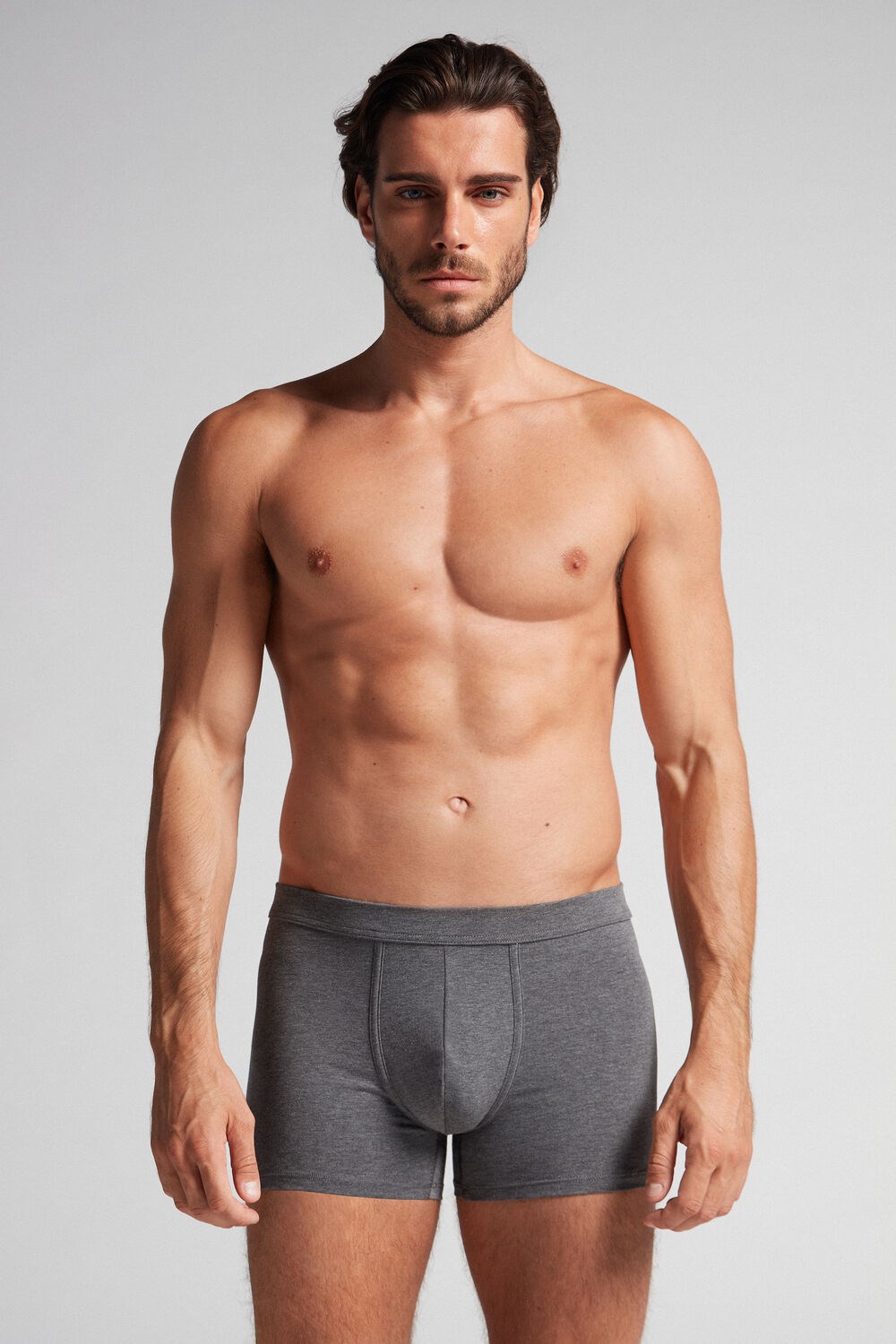 Dark Grey - 5227 - Heathered Graphite Grey Intimissimi Supima® Cotton Loose Fit Boxers | VHFJ-94150