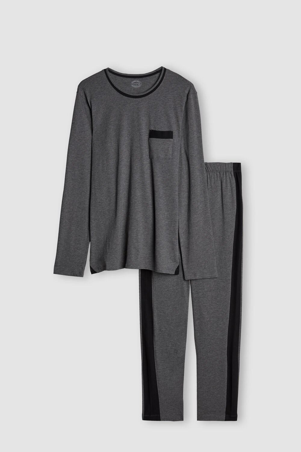 Dark Grey - 5227 - Heathered Graphite Grey Intimissimi Basic Supima® Cotton Pajama Pant Set | WJCO-59081