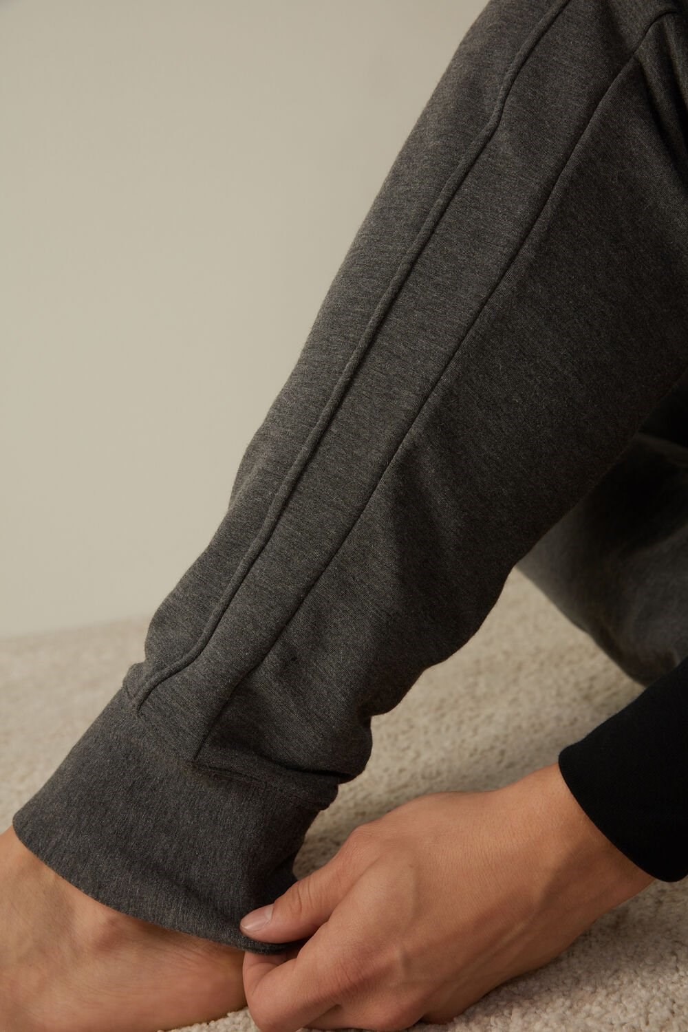 Dark Grey - 5227 - Heathered Graphite Grey Intimissimi Micromodal Trousers | YGNL-79865