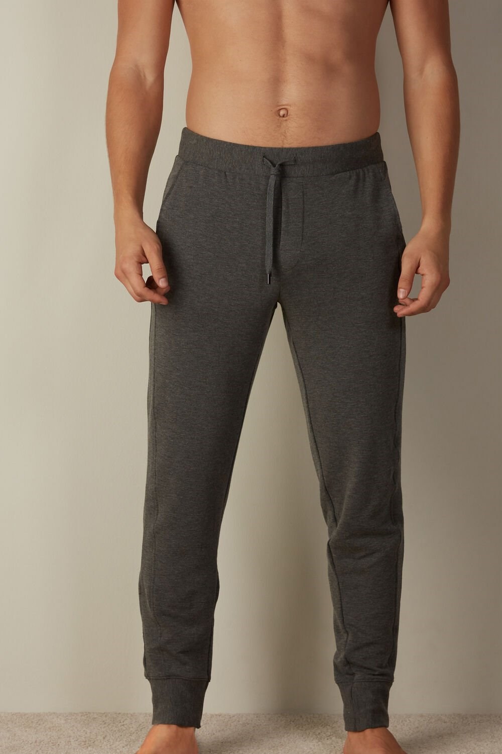 Dark Grey - 5227 - Heathered Graphite Grey Intimissimi Micromodal Trousers | YGNL-79865