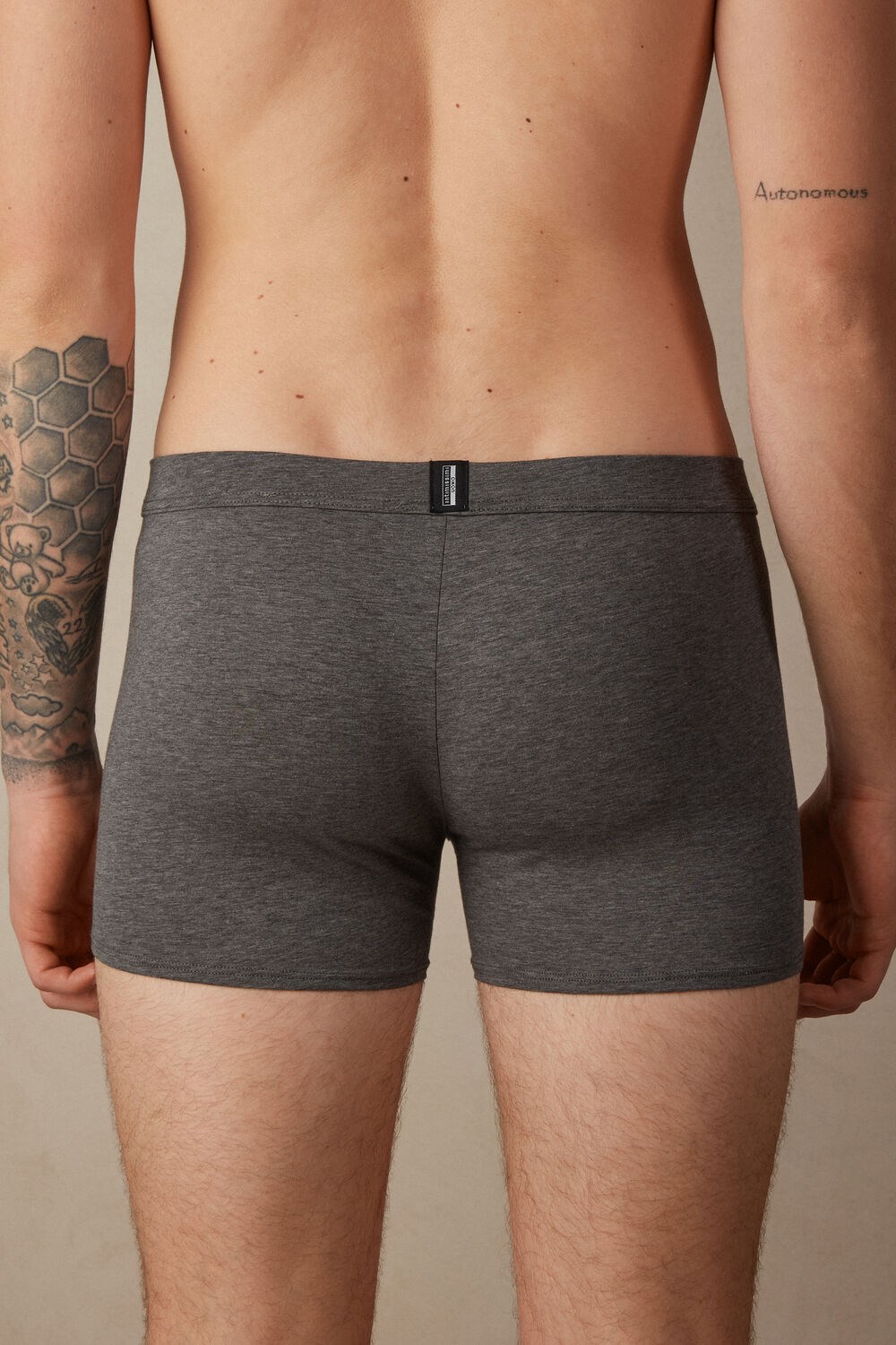 Dark Grey - 5227 - Heathered Graphite Grey Intimissimi Natural Fresh Supima® Cotton Boxers | YVFE-36519