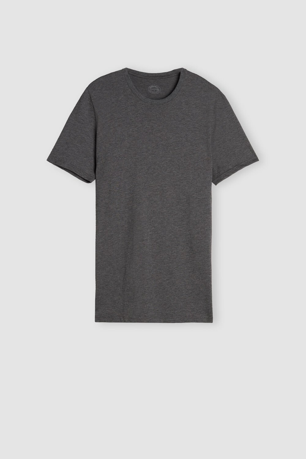 Dark Grey - 5227 - Heathered Graphite Grey Intimissimi Short Sleeve Crew Neck T Shirt in Supima® Cotton | YWLK-31749