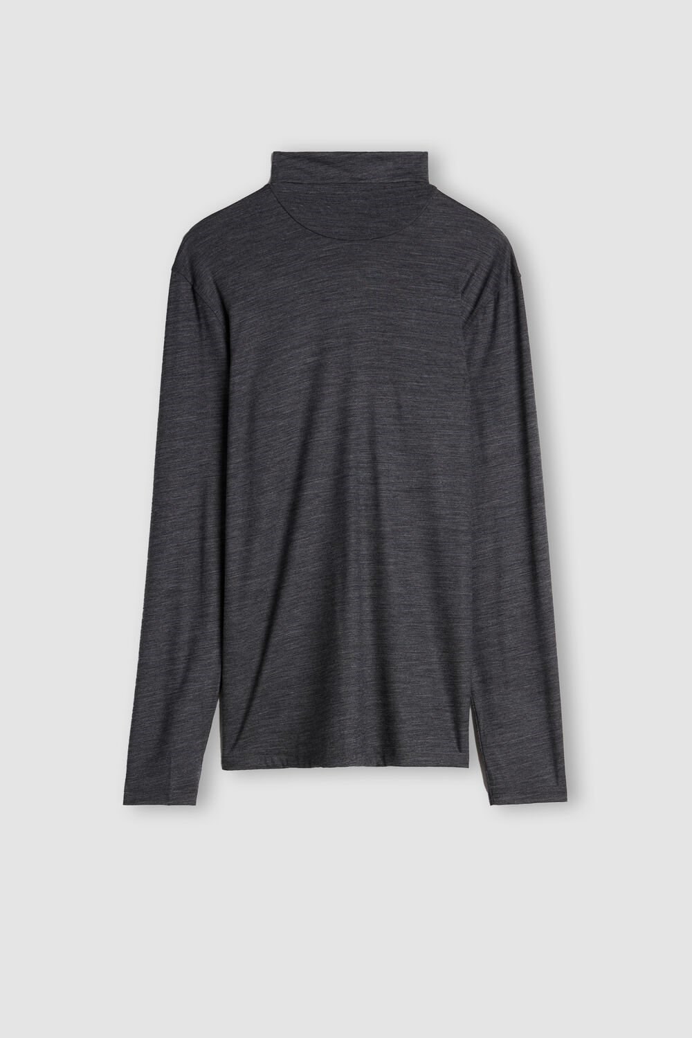 Dark Grey - 7522 - Charcoal Grey Blend Intimissimi Long-sleeve High-Neck Merino-Wool Top | OVXR-95842