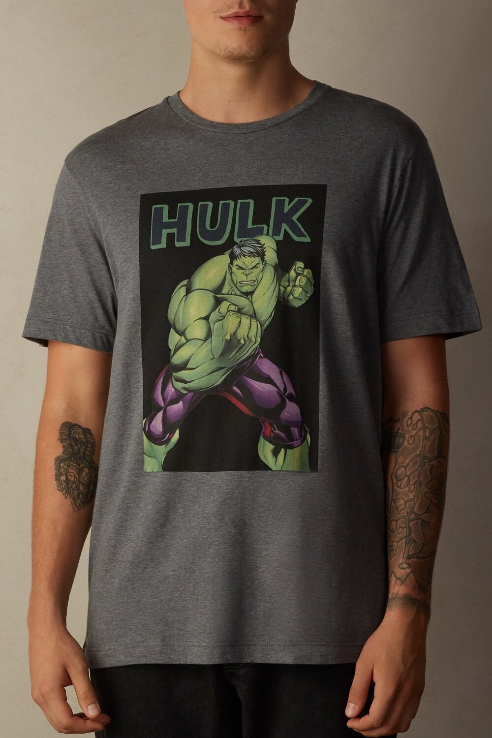 Dark Grey Intimissimi Hulk Print T-shirt | YIKF-20967