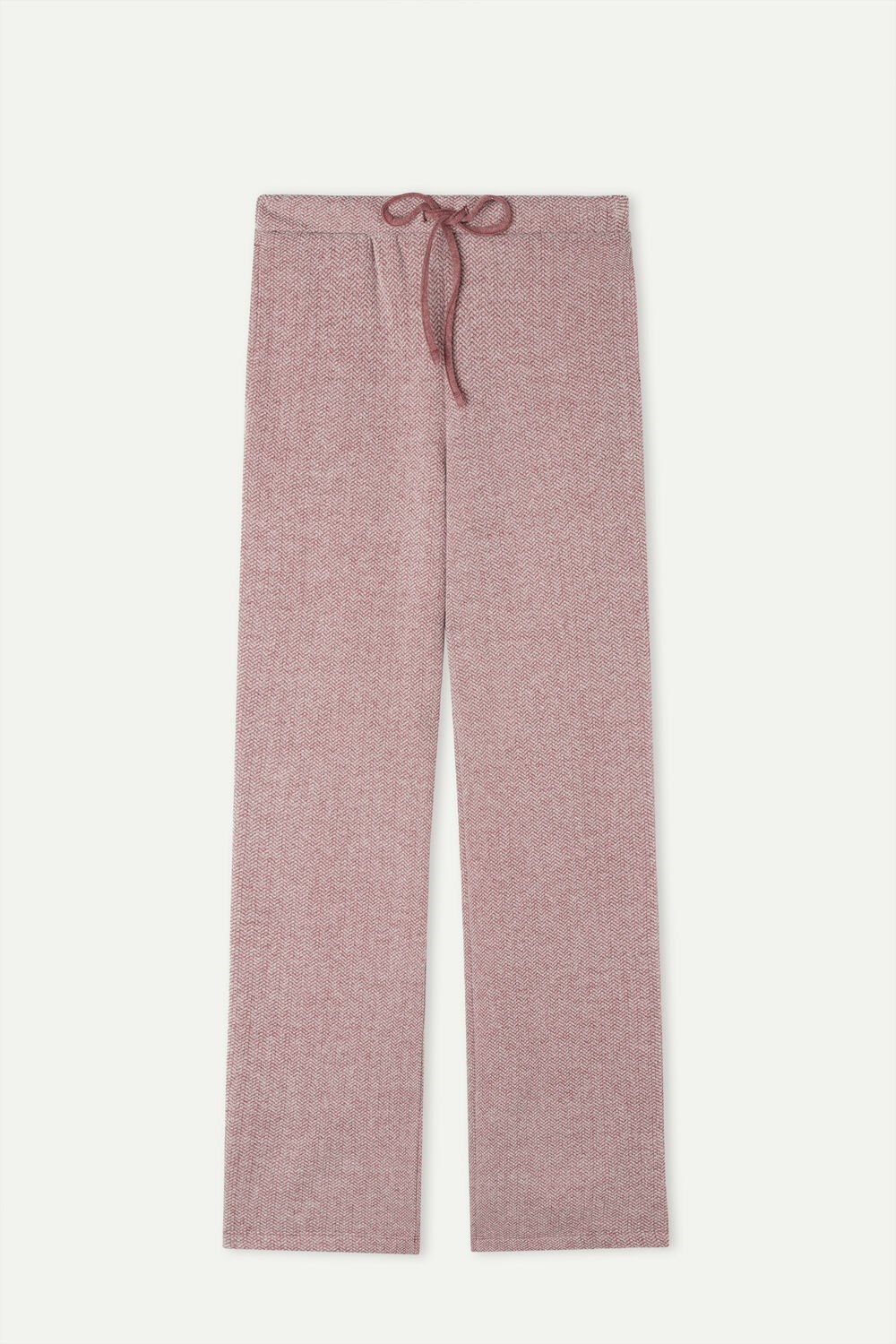 Dark Pink - 159j - Dark Pink Herringbone Intimissimi Winter Candies Full Length Sweatpants | DHMX-10498