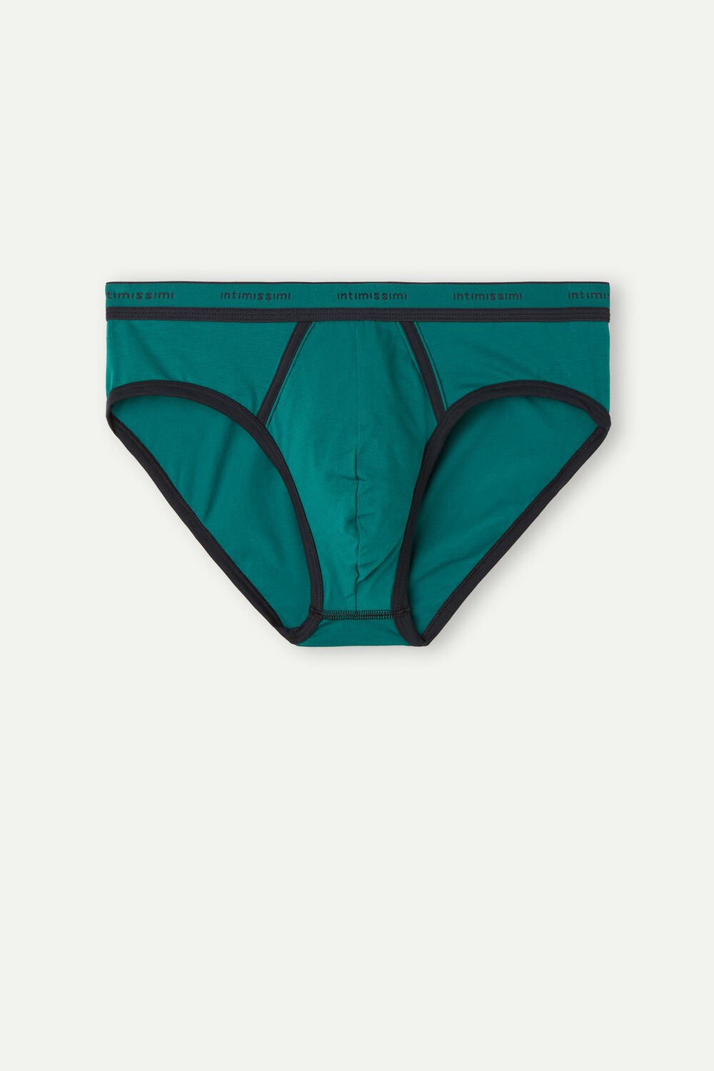 Green - 203j - Teal Green / Midnight Blue Intimissimi Stretch Supima® Cotton Brief with Logo Detail | AGPH-14876