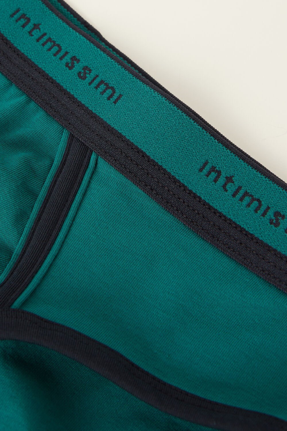 Green - 203j - Teal Green / Midnight Blue Intimissimi Stretch Supima® Cotton Brief with Logo Detail | AGPH-14876