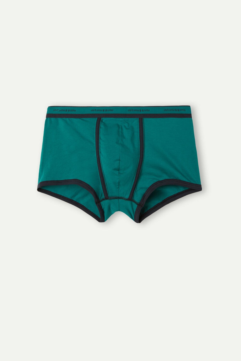 Green - 203j - Teal Green / Midnight Blue Intimissimi Stretch Supima® Cotton Boxer Shorts with Logo Detail | UOBS-54710