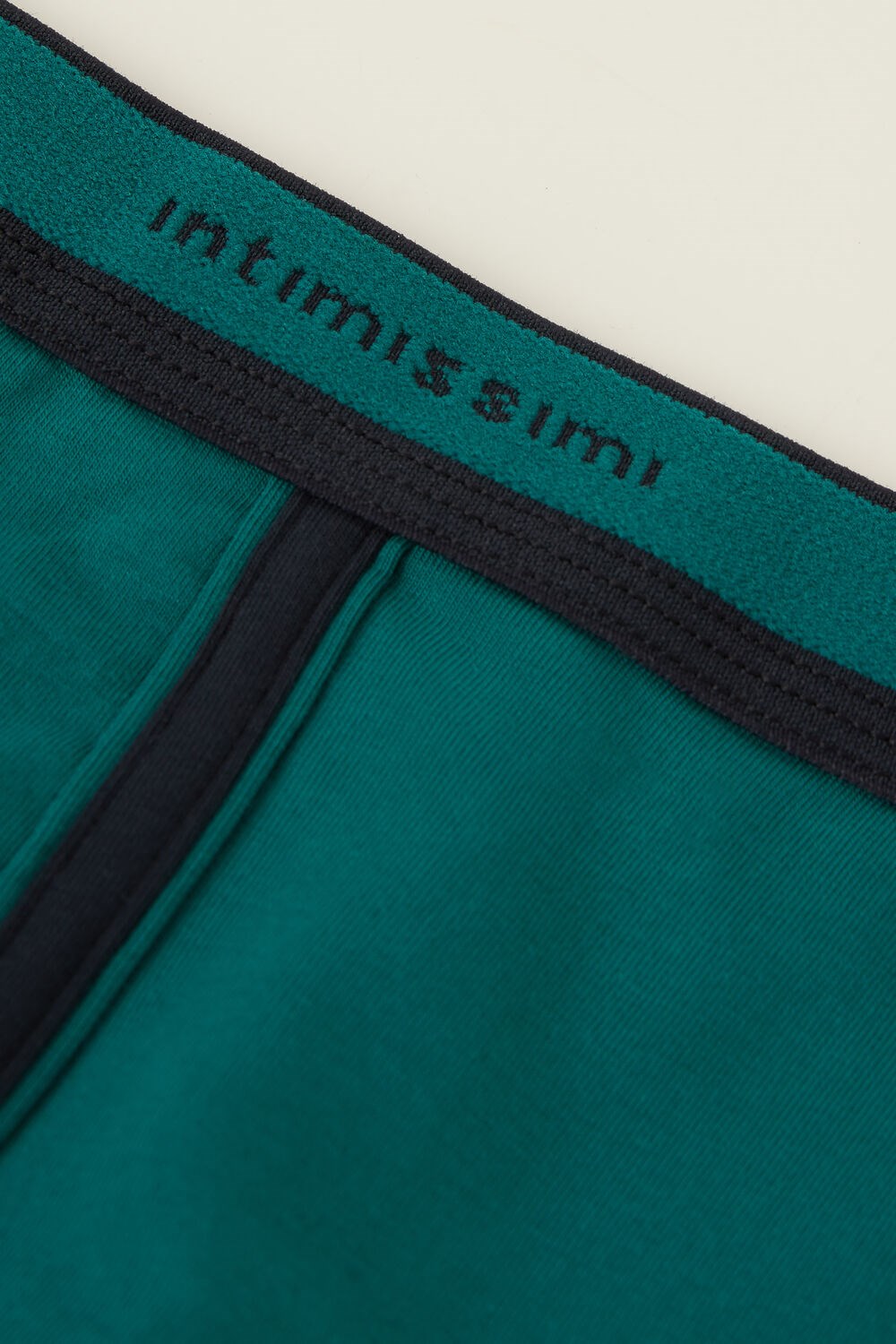 Green - 203j - Teal Green / Midnight Blue Intimissimi Stretch Supima® Cotton Boxer Shorts with Logo Detail | UOBS-54710