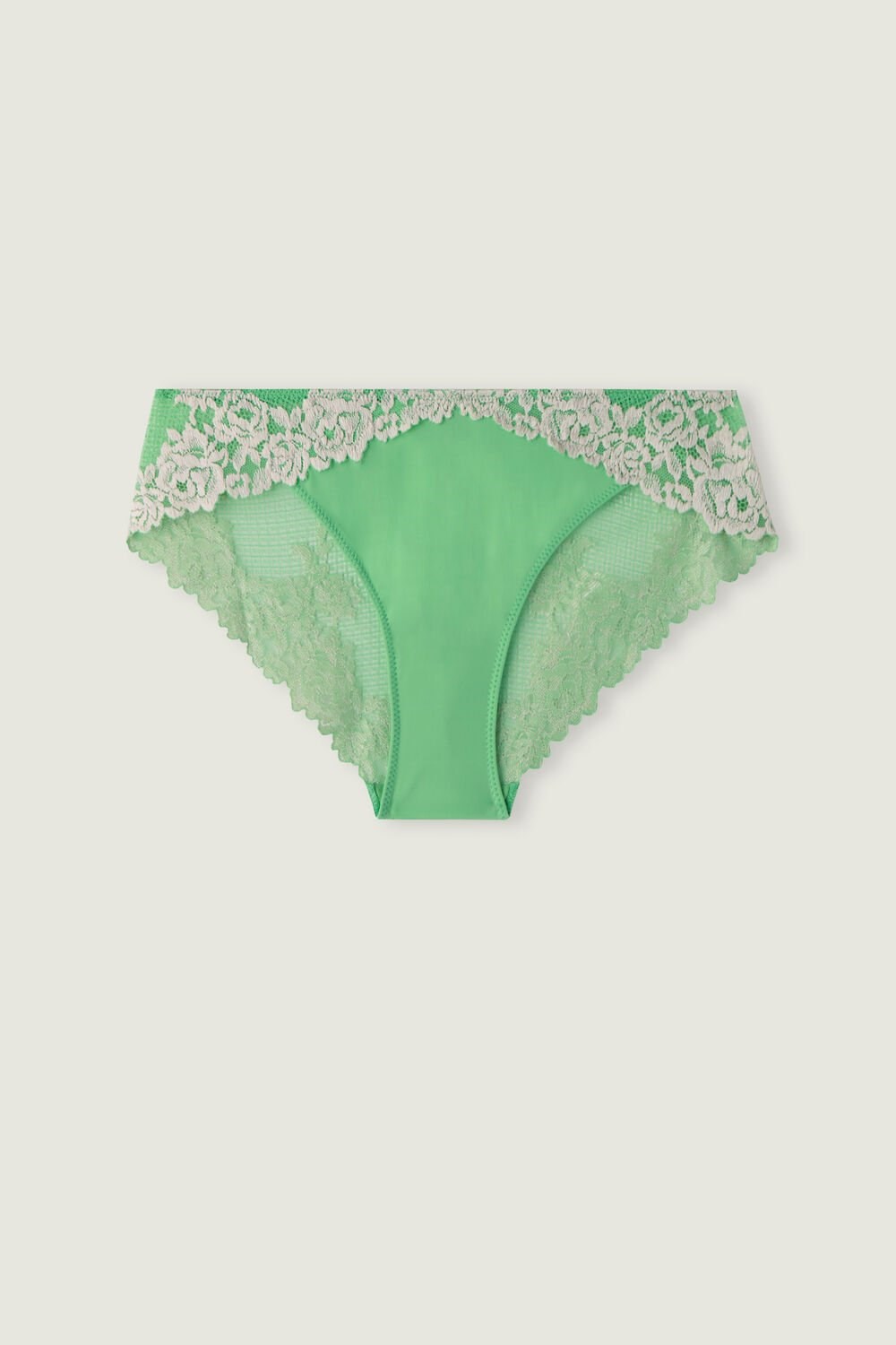 Green - 215j - Apple Mint / Ivory Intimissimi Pretty Flowers Panties | TSGH-41396