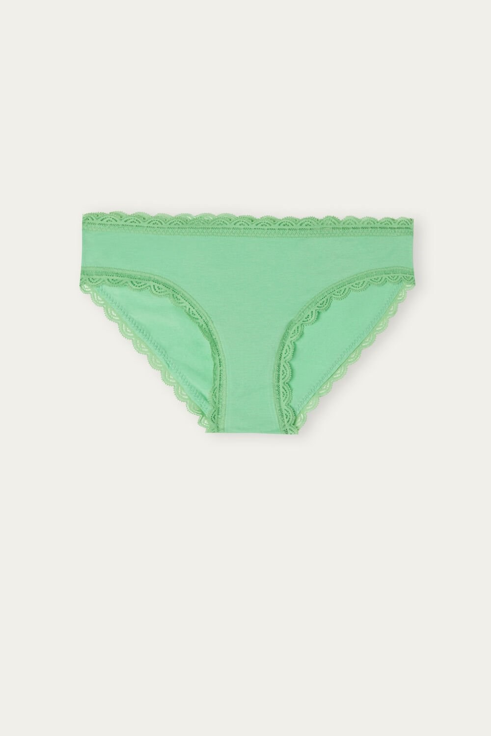 Green - 218j - Apple Mint Intimissimi Cotton and Lace Panties | HMNA-75326