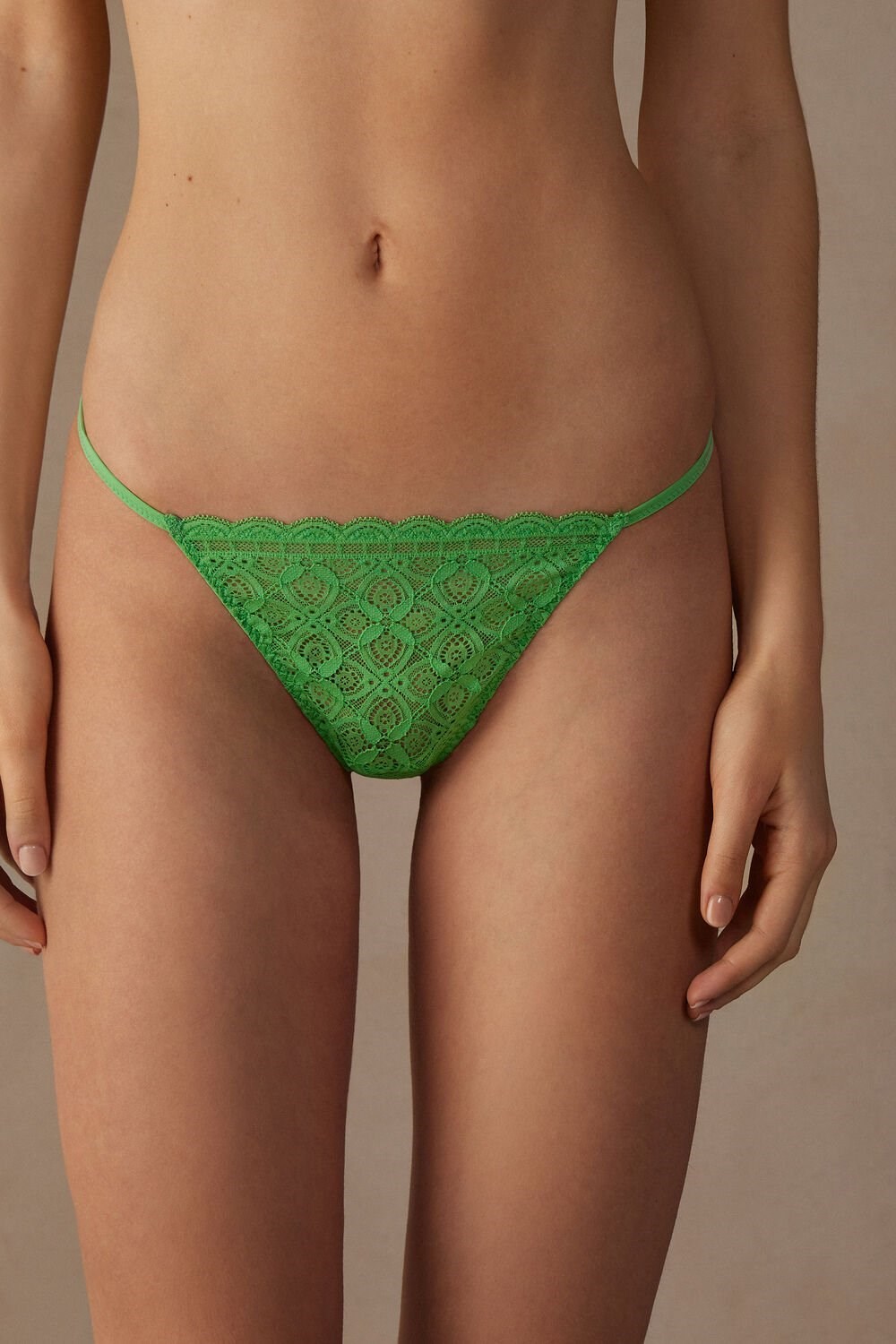 Green - 218j - Apple Mint Intimissimi Lace String Thong | ALUB-73854