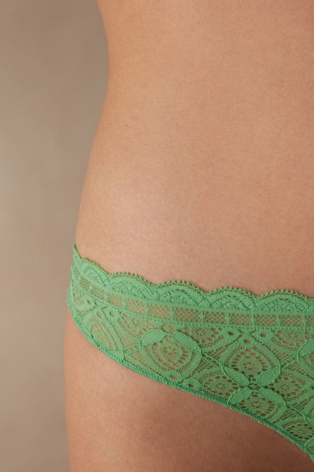 Green - 218j - Apple Mint Intimissimi Lace and Microfiber Brazilian | POCR-30795