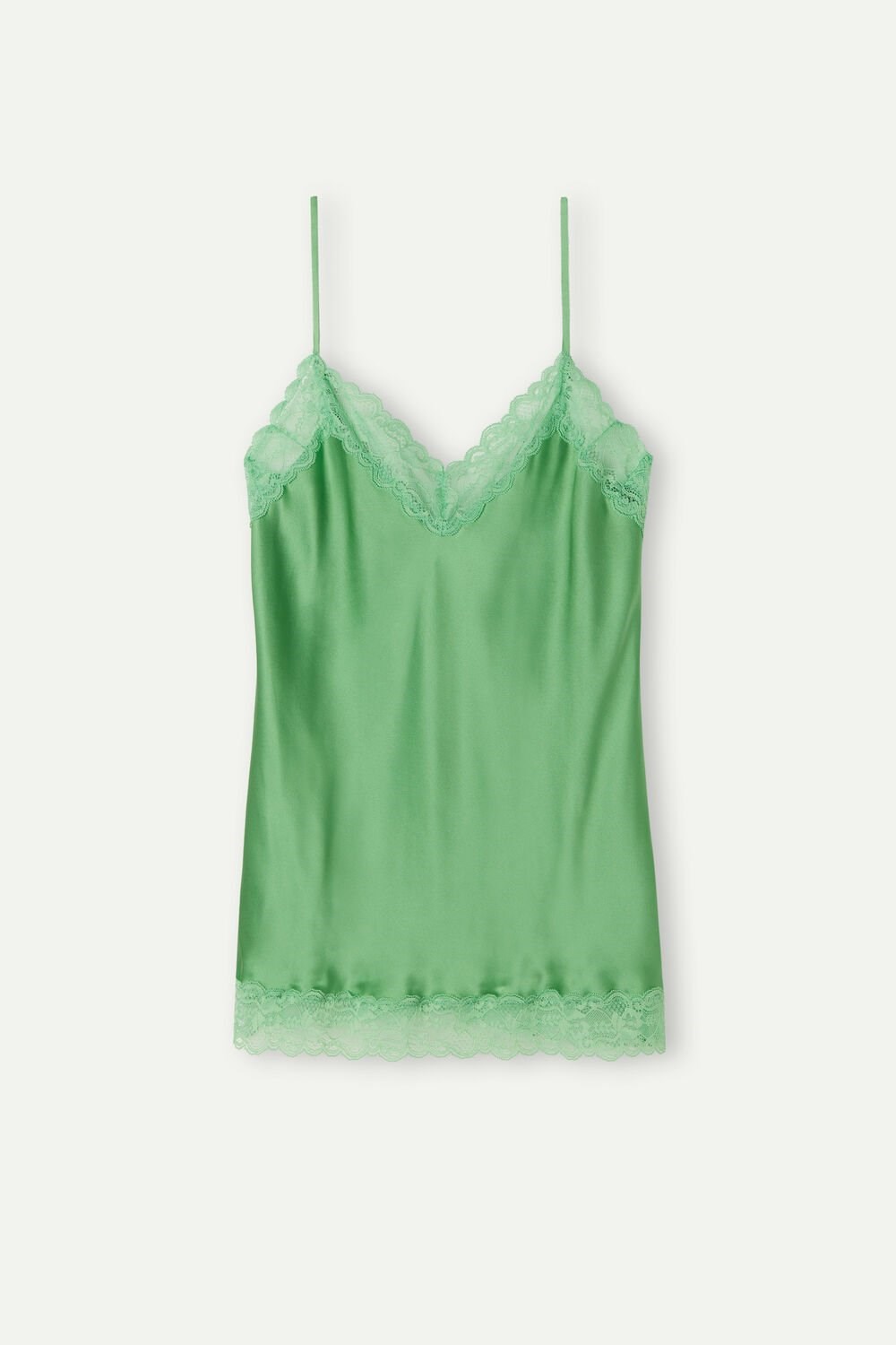 Green - 218j - Apple Mint Intimissimi Lace and Silk Top | YEPZ-52679