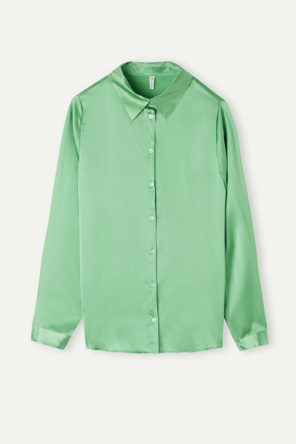 Green - 218j - Apple Mint Intimissimi Long Sleeve Silk Shirt | RZUB-47385