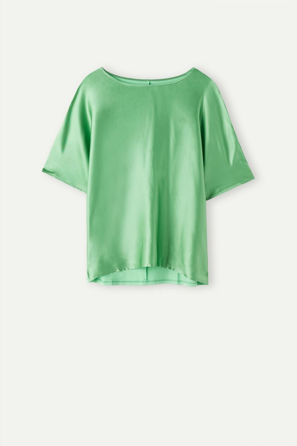 Green - 218j - Apple Mint Intimissimi Short Sleeve Silk and Modal Top | ARWI-92147