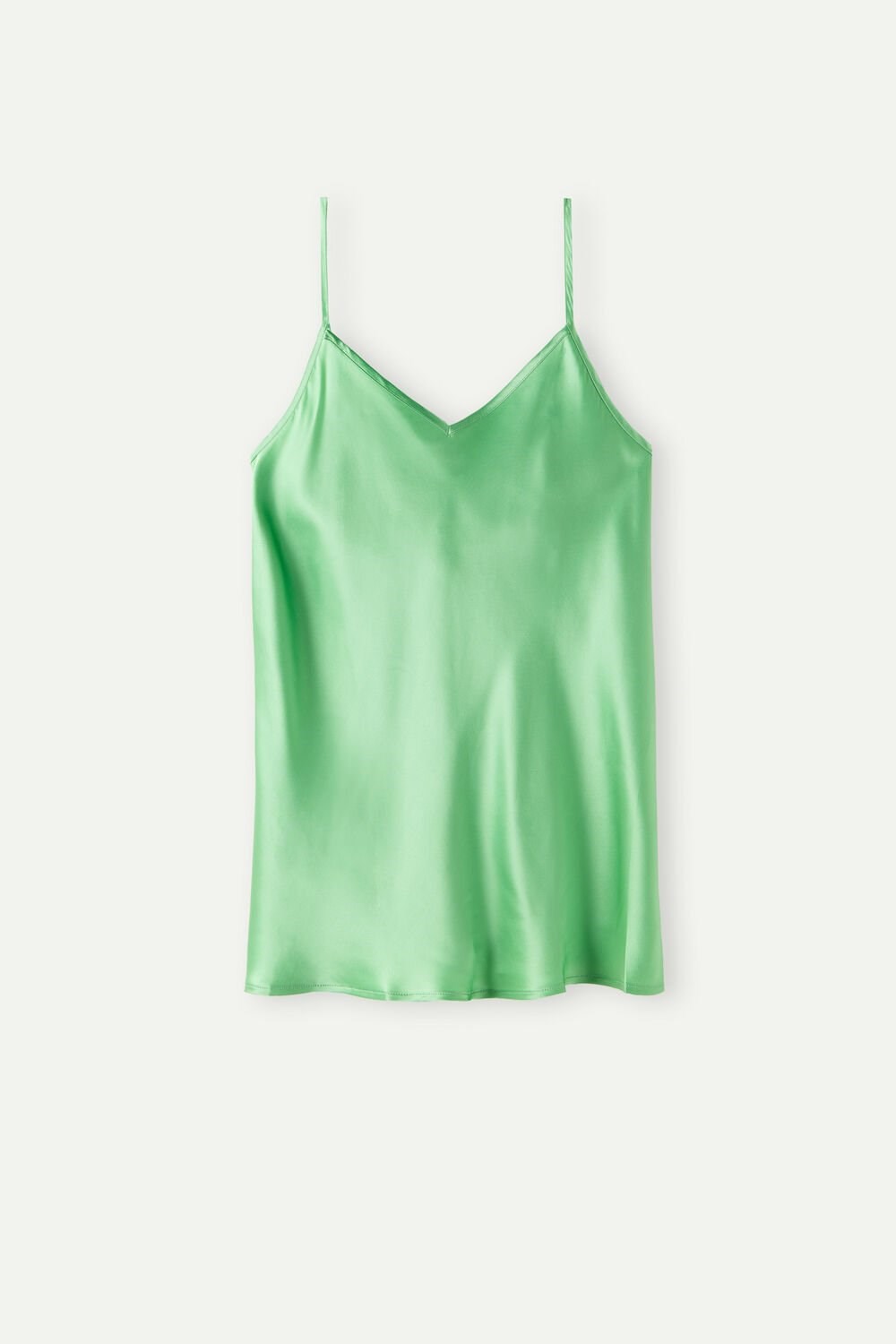 Green - 218j - Apple Mint Intimissimi Silk Satin Top with V-neckline | JOKQ-36890