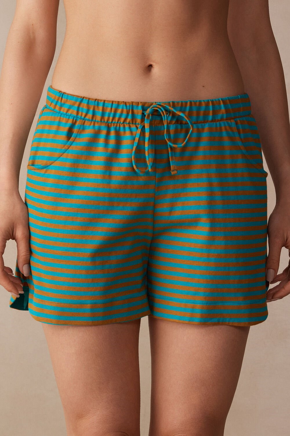 Green - 242j - Summer Vibes Stripe Intimissimi Summer Vibes Striped Shorts | RICX-64187