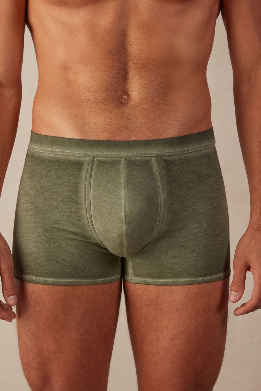 Green - 319j - Oil Green Intimissimi Natural Fresh Supima® Cotton Boxers | KEIY-67431