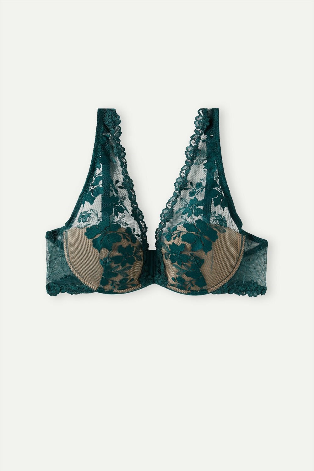 Green - 4572 - Evergreen Intimissimi In Full Bloom Elena Balconette Bra | OWJF-07824