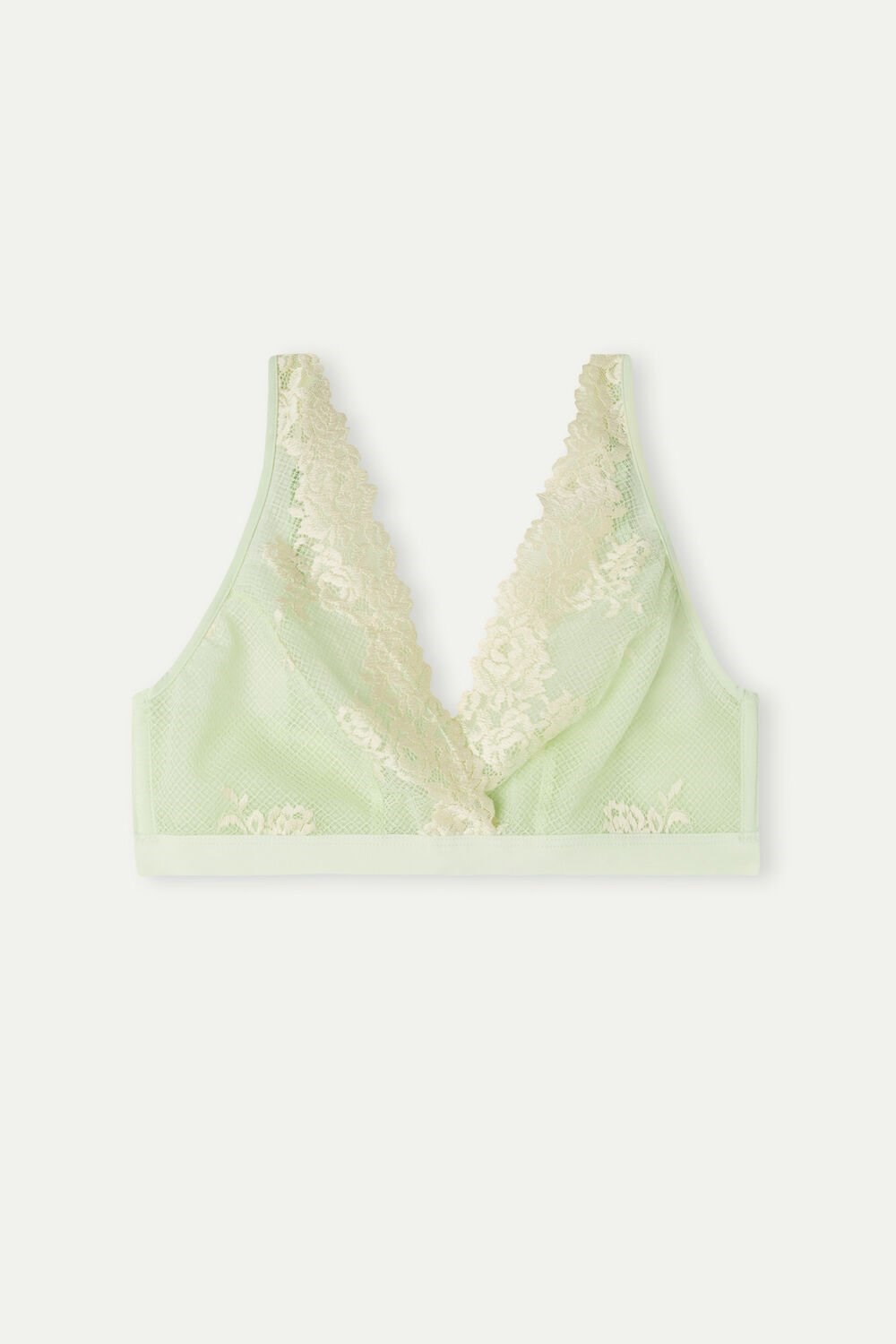 Green - 877i - Light Green / Ivory Intimissimi Pretty Flowers Lara Triangle Bra | KDMX-10653