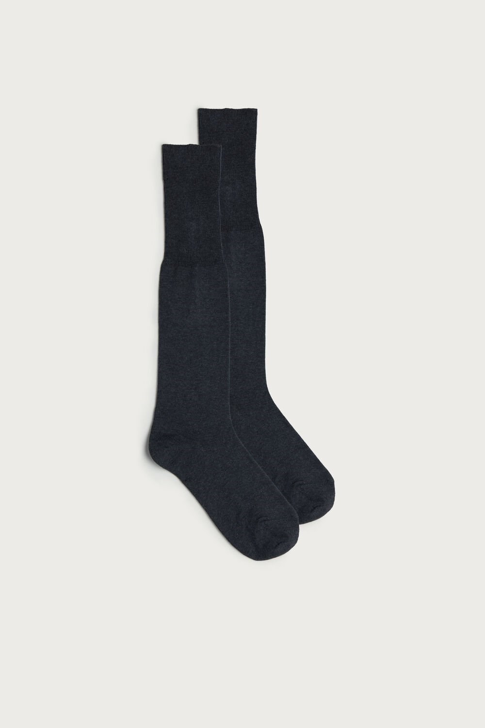 Grey - 020 - Anthracite Gray Heather Intimissimi Tall Warm Cotton Socks | BVOZ-05981