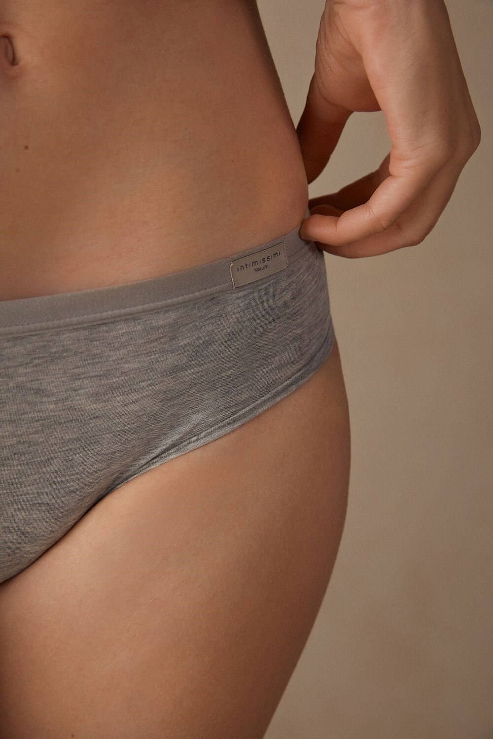 Grey - 031 - Light Heathered Grey Intimissimi Cozy Panties in Cotton | AGIW-60984