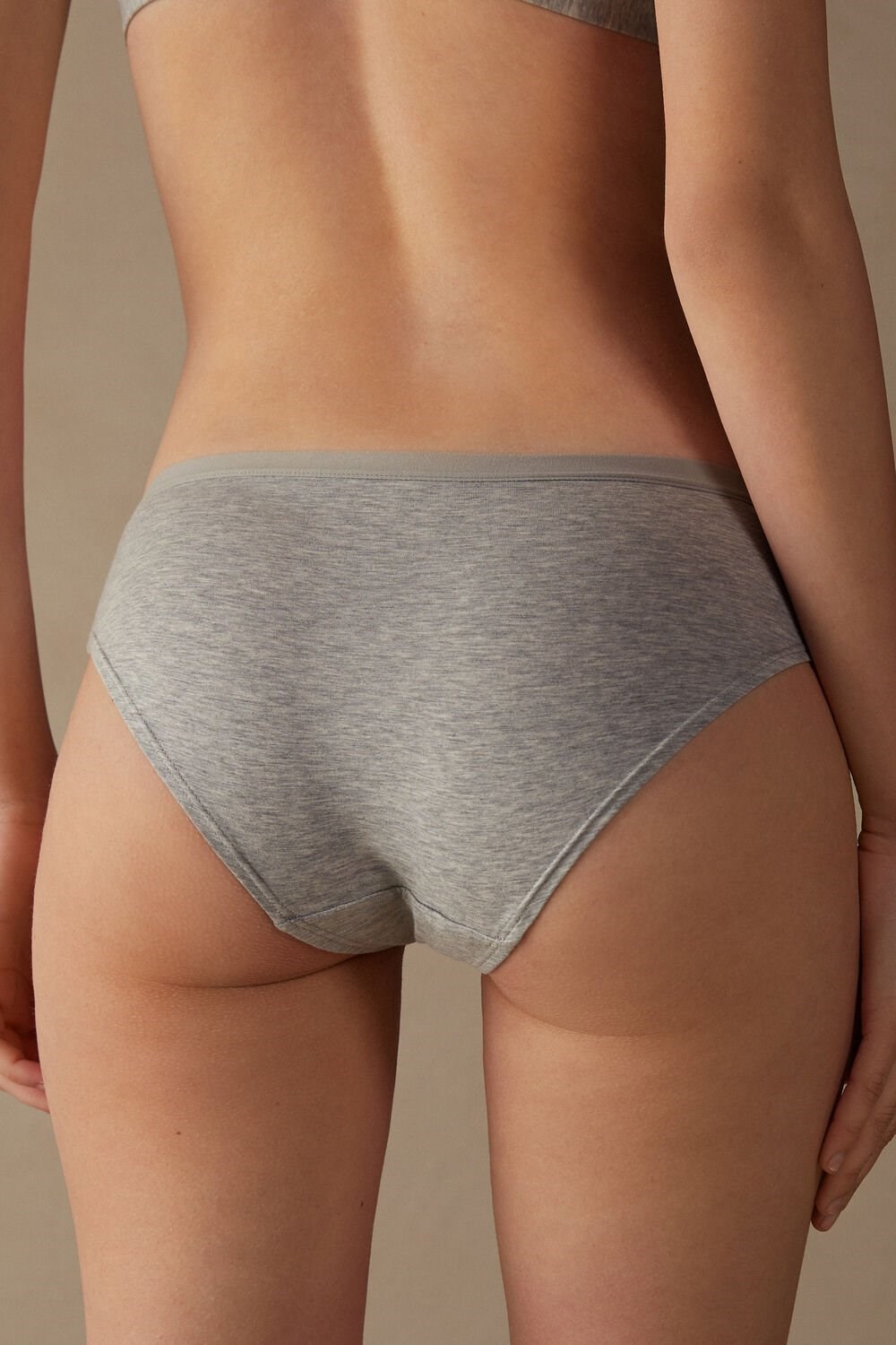 Grey - 031 - Light Heathered Grey Intimissimi Cozy Panties in Cotton | AGIW-60984