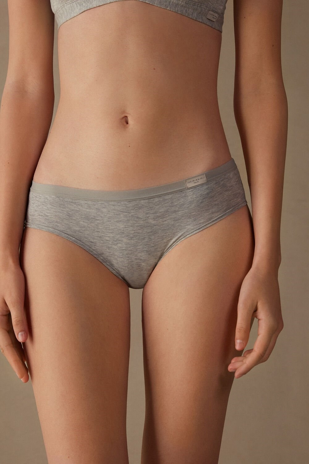 Grey - 031 - Light Heathered Grey Intimissimi Cozy Panties in Cotton | AGIW-60984