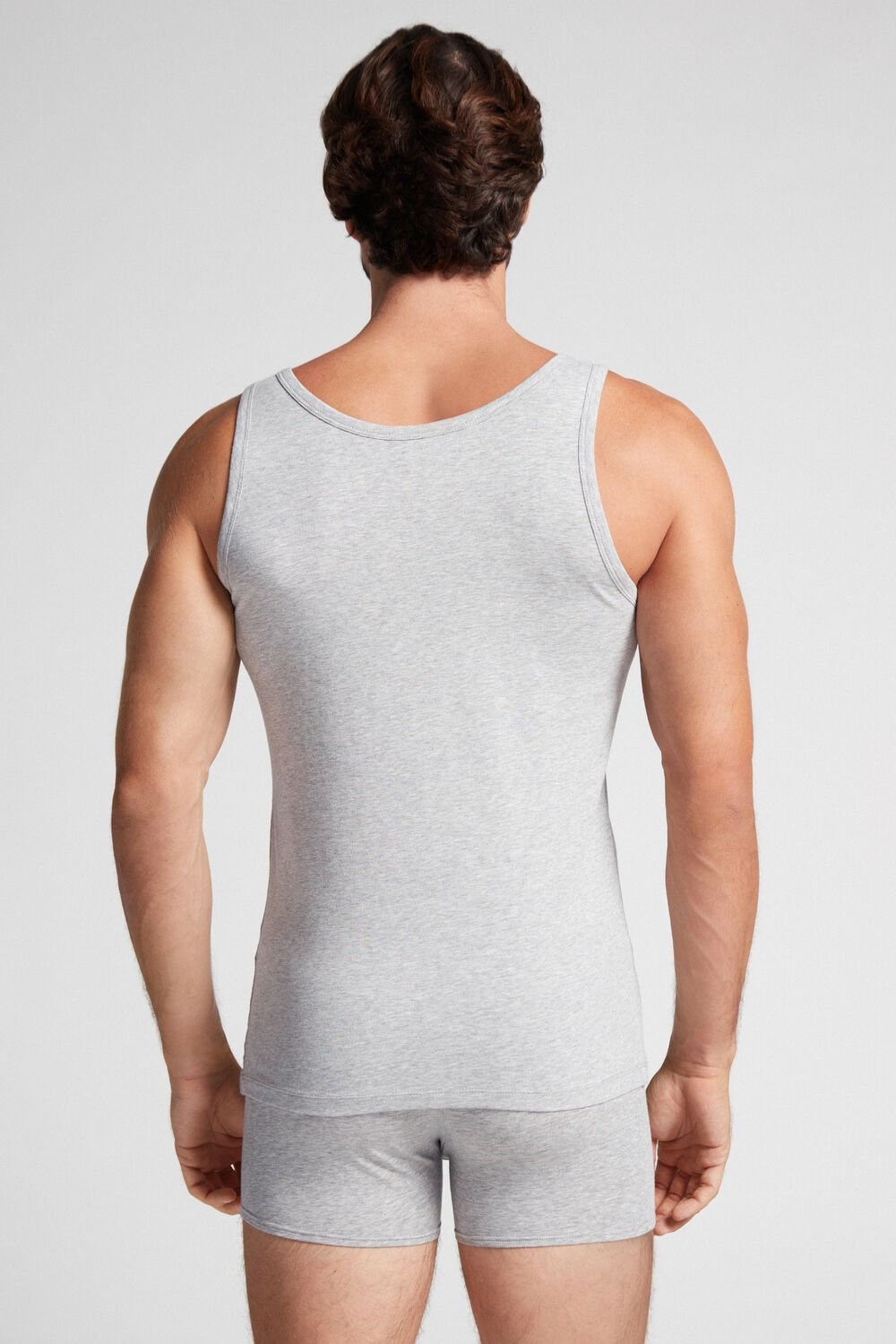 Grey - 031 - Light Heathered Grey Intimissimi Crew Neck Tank Top | BMON-39021