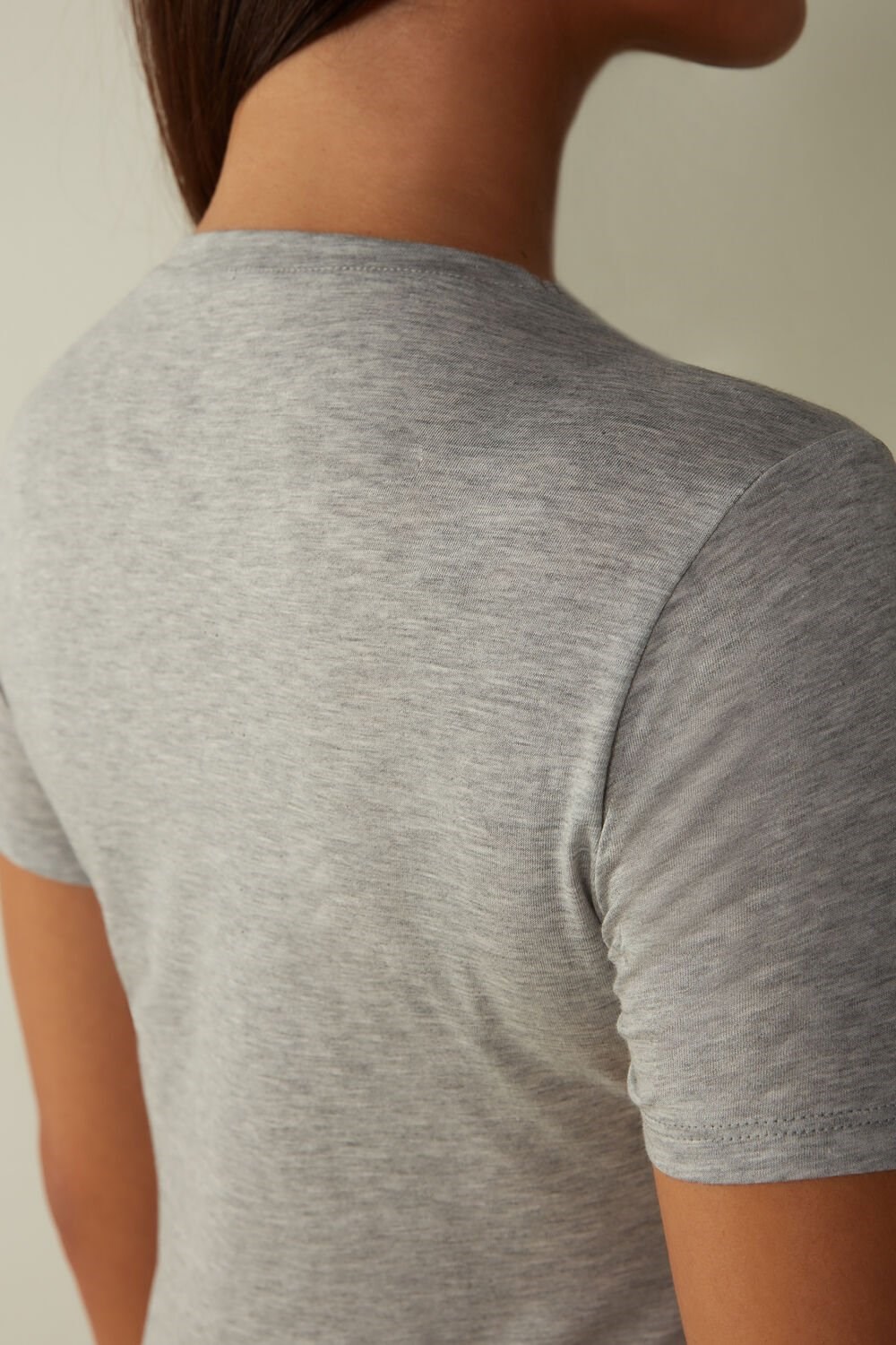 Grey - 031 - Light Heathered Grey Intimissimi Short-Sleeve T-shirt in Ultrafresh Supima® Cotton | CQWV-02391