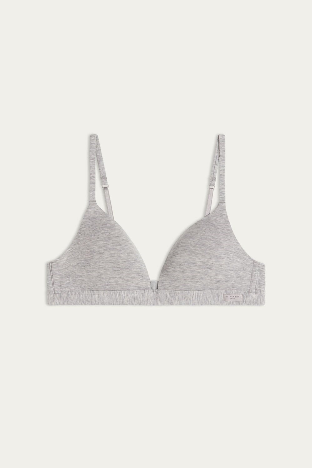 Grey - 031 - Light Heathered Grey Intimissimi Tiziana Triangle Bra in Cotton | ETKP-58169