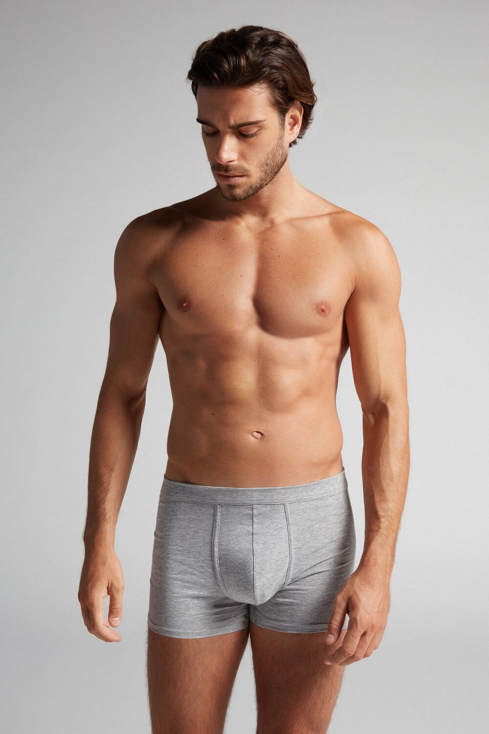 Grey - 031 - Light Heathered Grey Intimissimi Supima® Cotton Loose Fit Boxers | FXYK-59360