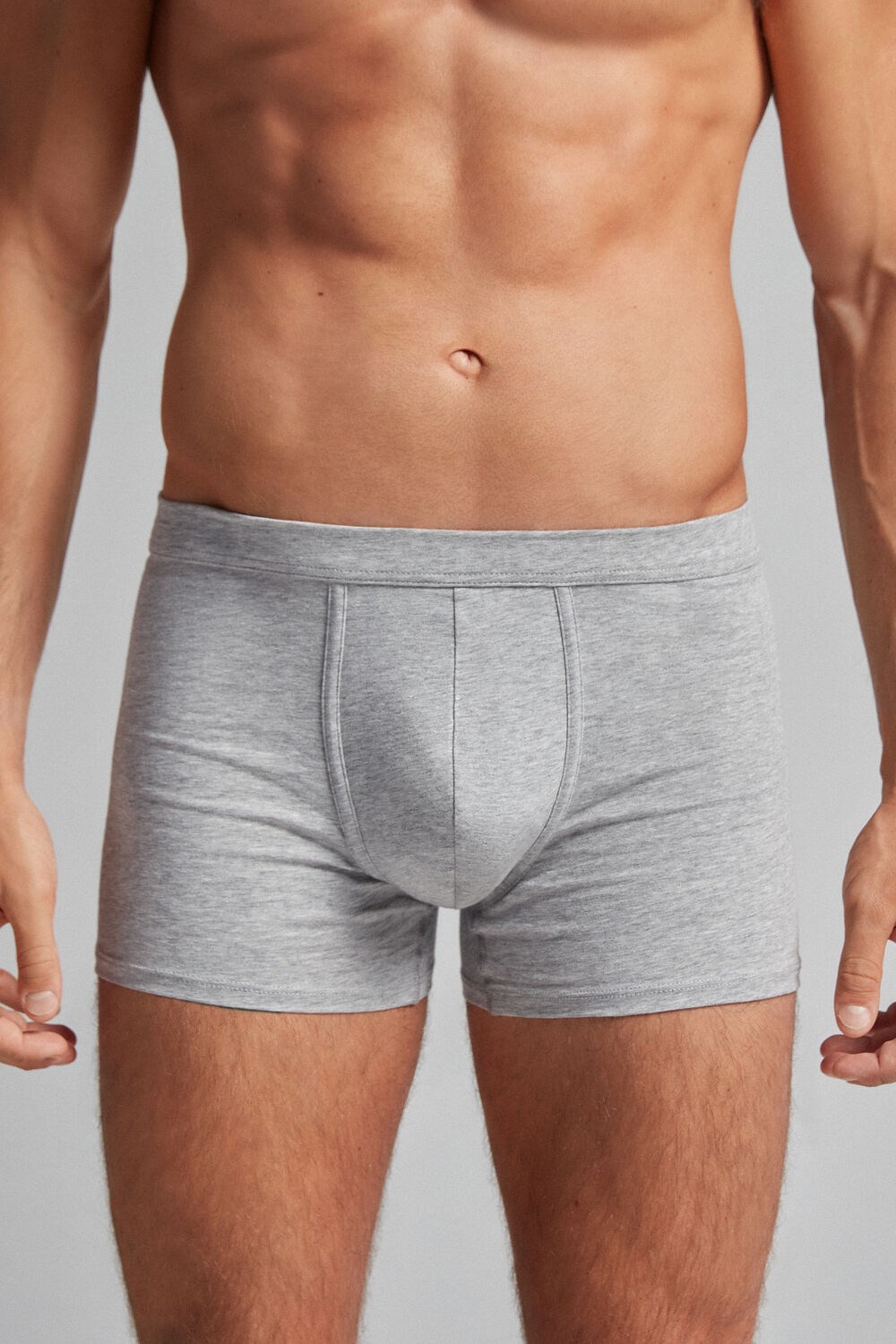 Grey - 031 - Light Heathered Grey Intimissimi Supima® Cotton Loose Fit Boxers | FXYK-59360