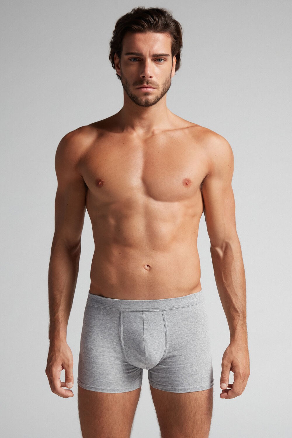 Grey - 031 - Light Heathered Grey Intimissimi Supima® Cotton Loose Fit Boxers | FXYK-59360