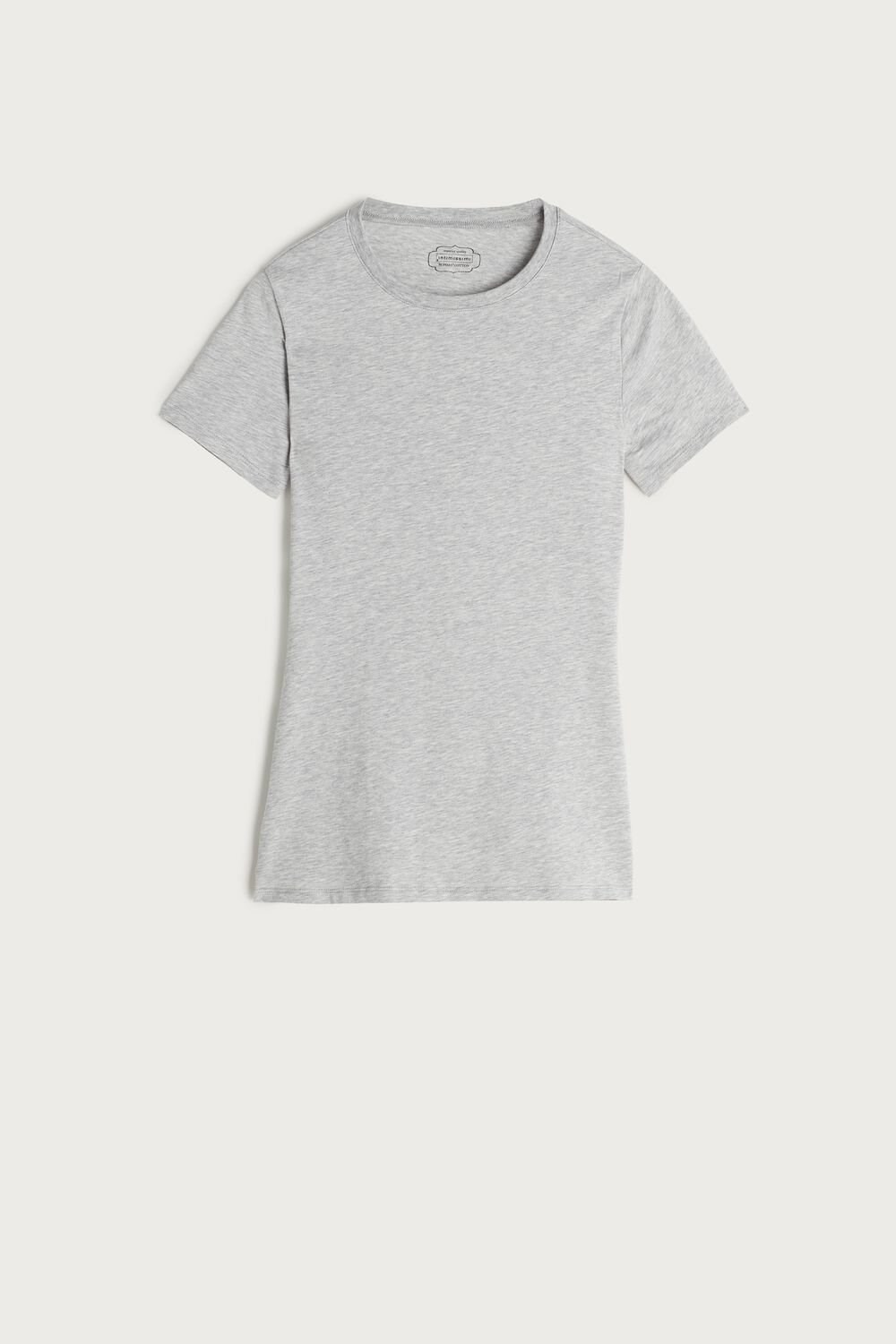 Grey - 031 - Light Heathered Grey Intimissimi Short-Sleeved Stretch Supima® Cotton Top | GBCX-62905