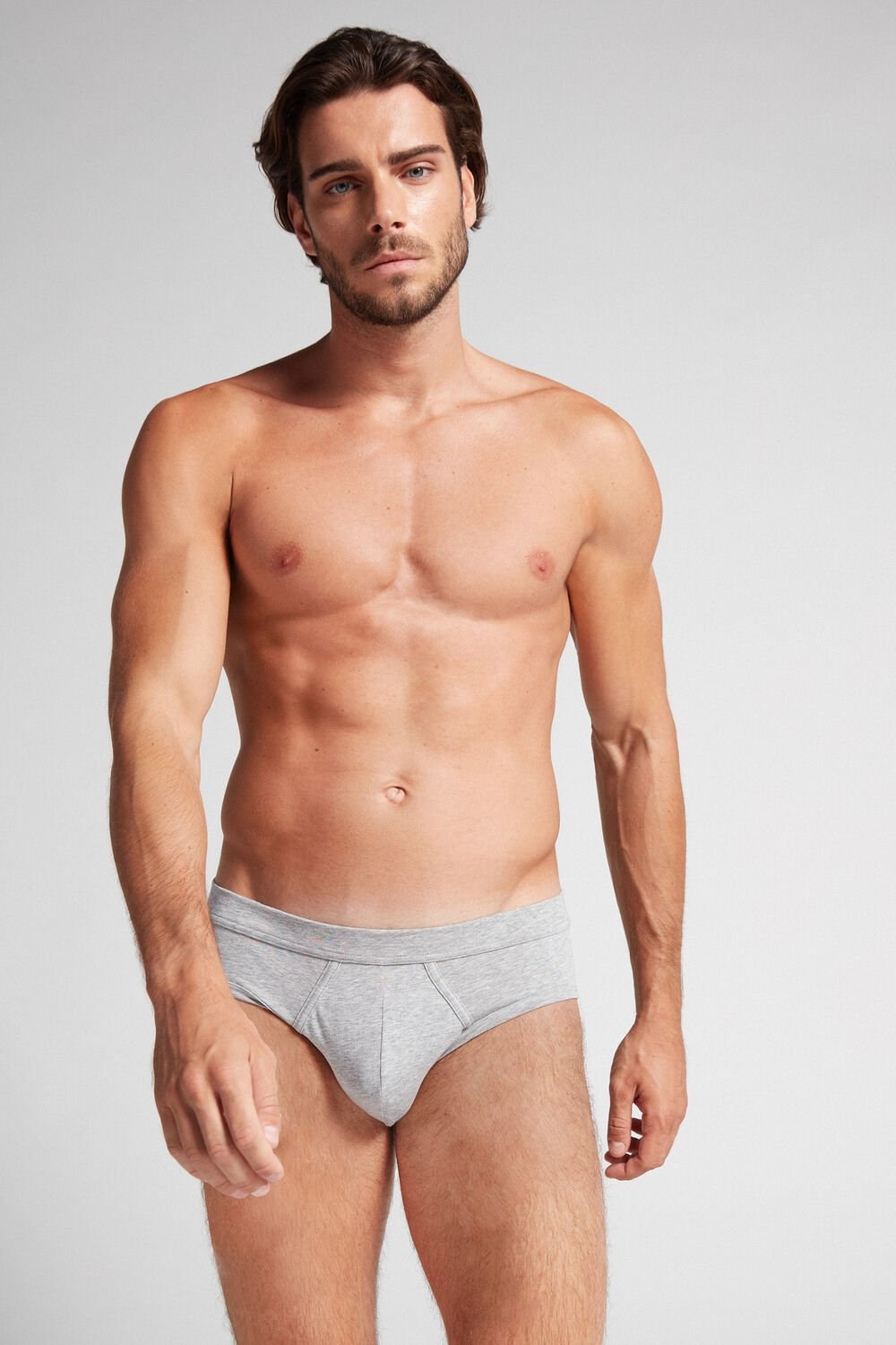 Grey - 031 - Light Heathered Grey Intimissimi Supima® Cotton Briefs | GXPQ-61087